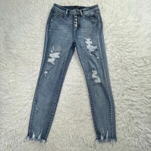 Judy Blue Distressed Skinny Jeans - Blue